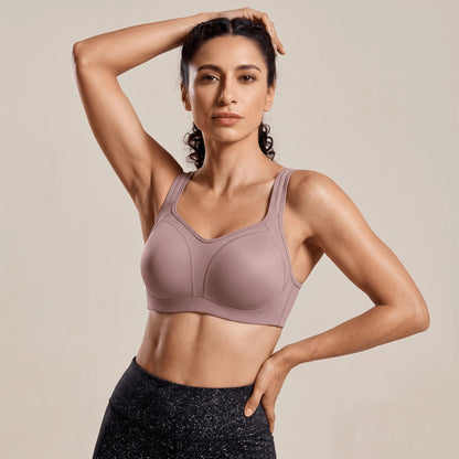 Brassière running grande taille vieux rose, bretelles larges et bonnets structurés