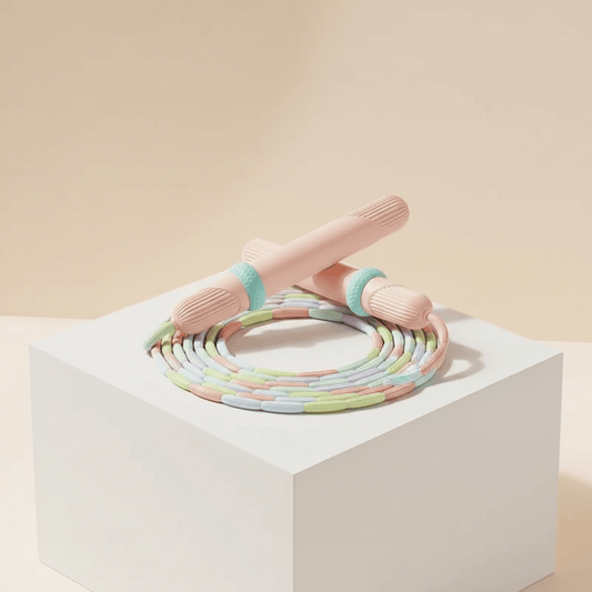 Corde à sauter colorée réglable en perles pastel, vue produit