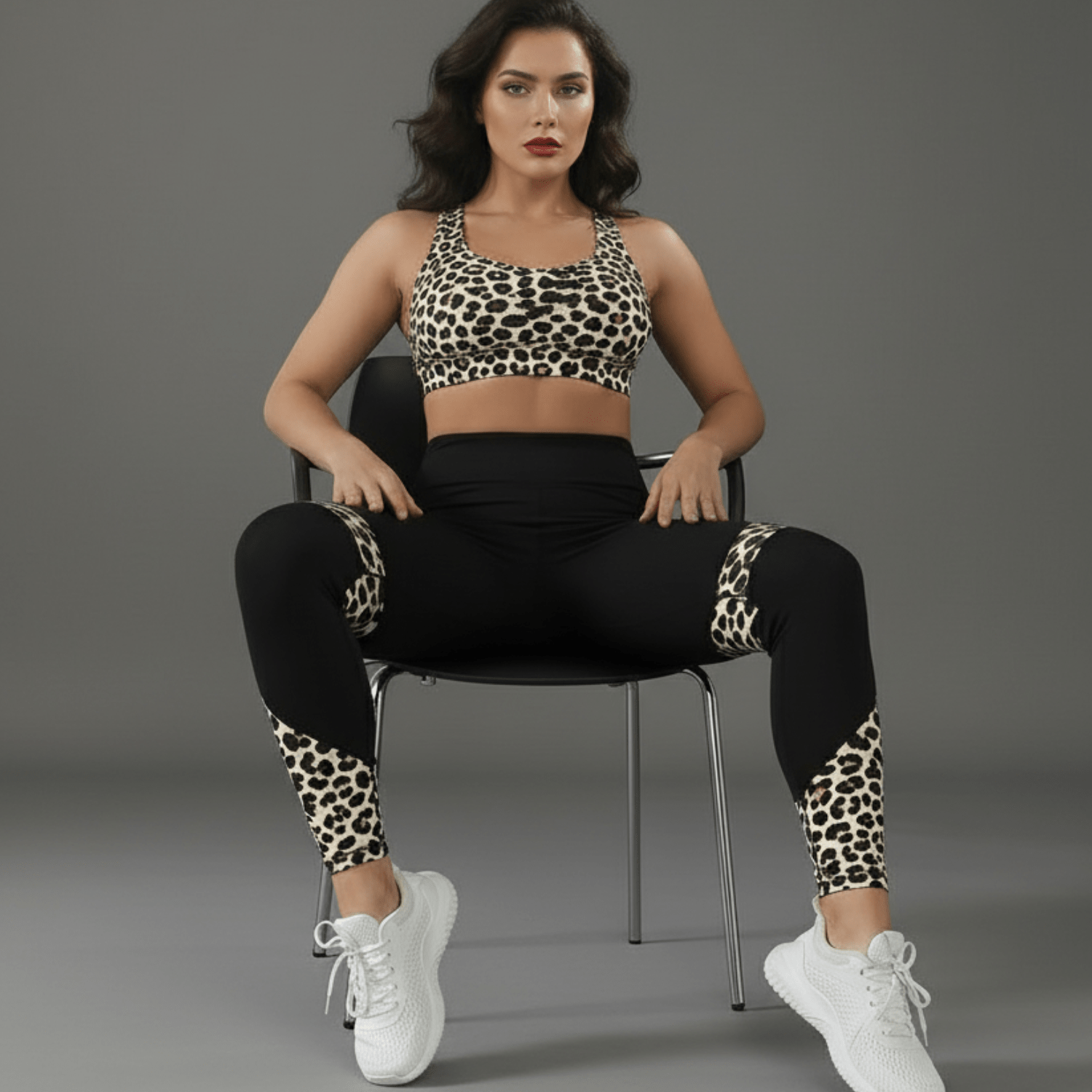 femme confiante portant legging leopard panther power sport