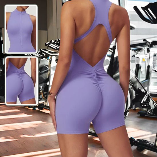 Combie Shorte Femme Sport - Combinaison Yoga Dos Nu - Positiflow