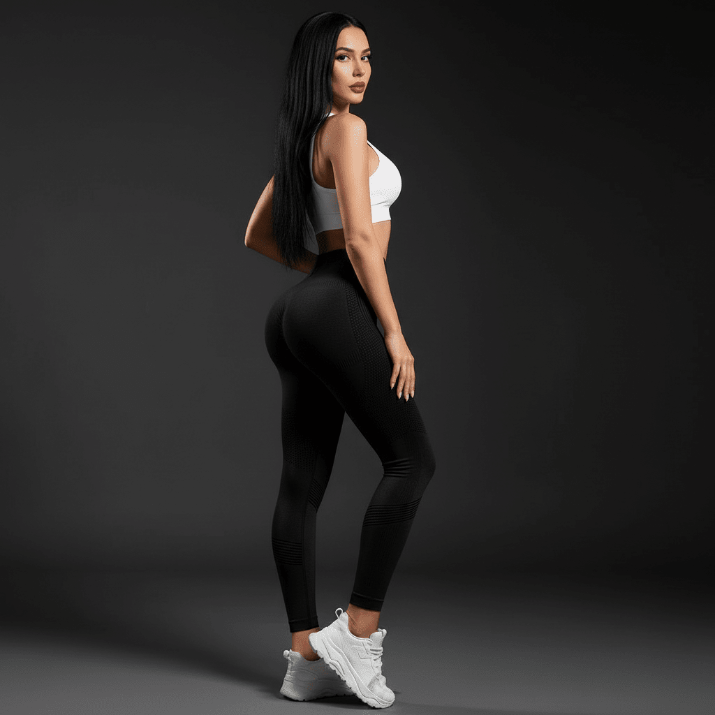 Legging 3 d anti cellulite noir debout avec effet gainant et push up