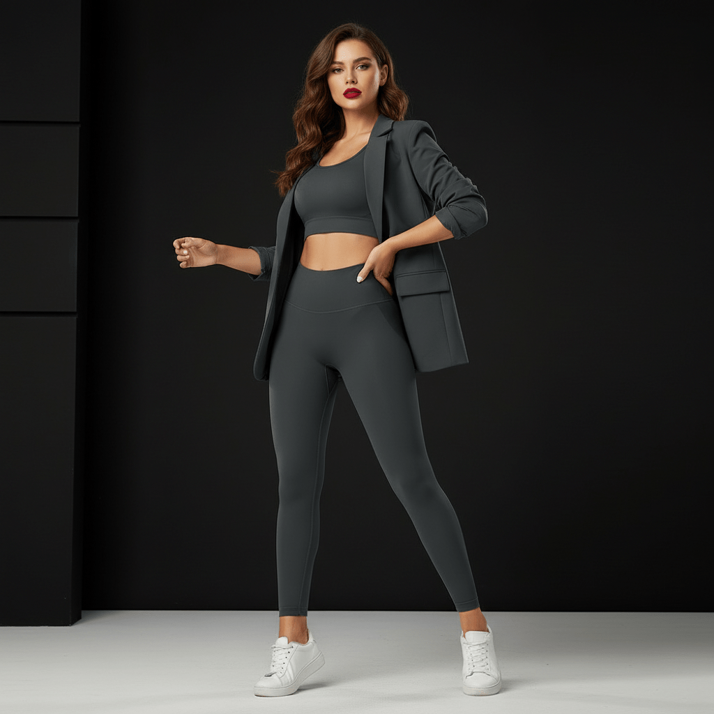 legging anti cellulite porté au quotidien, tenue casual sous une tunique