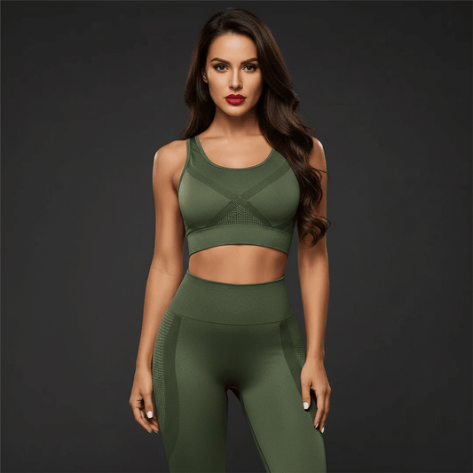Legging de compression sculptant 3D FitSculpt Positiflow porté par une femme en ensemble sport gris, mettant en valeur une silhouette tonique.