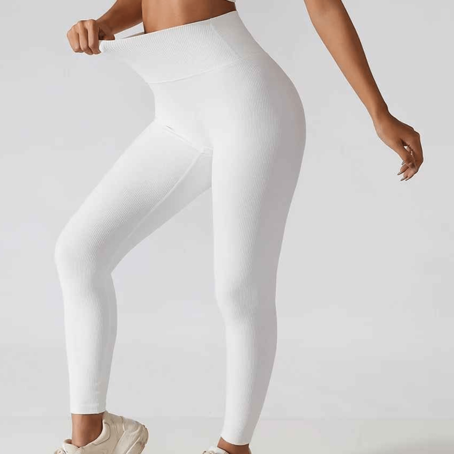 legging blanc taille haute