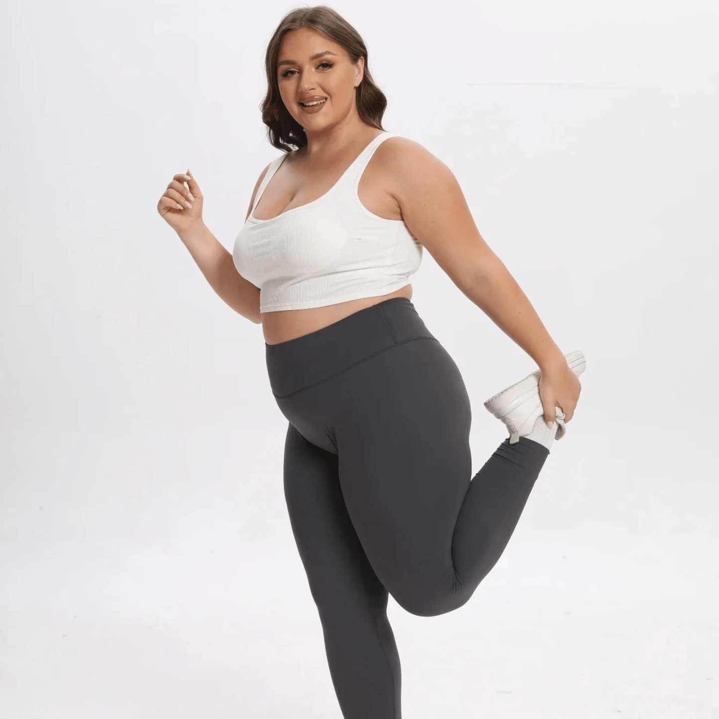 legging de couleur gris pour femme grande taille