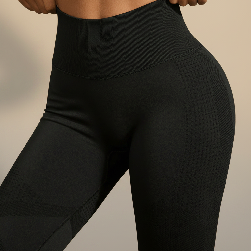 Legging de compression noir Positiflow, zoom ceinture taille haute, studio ivory gray