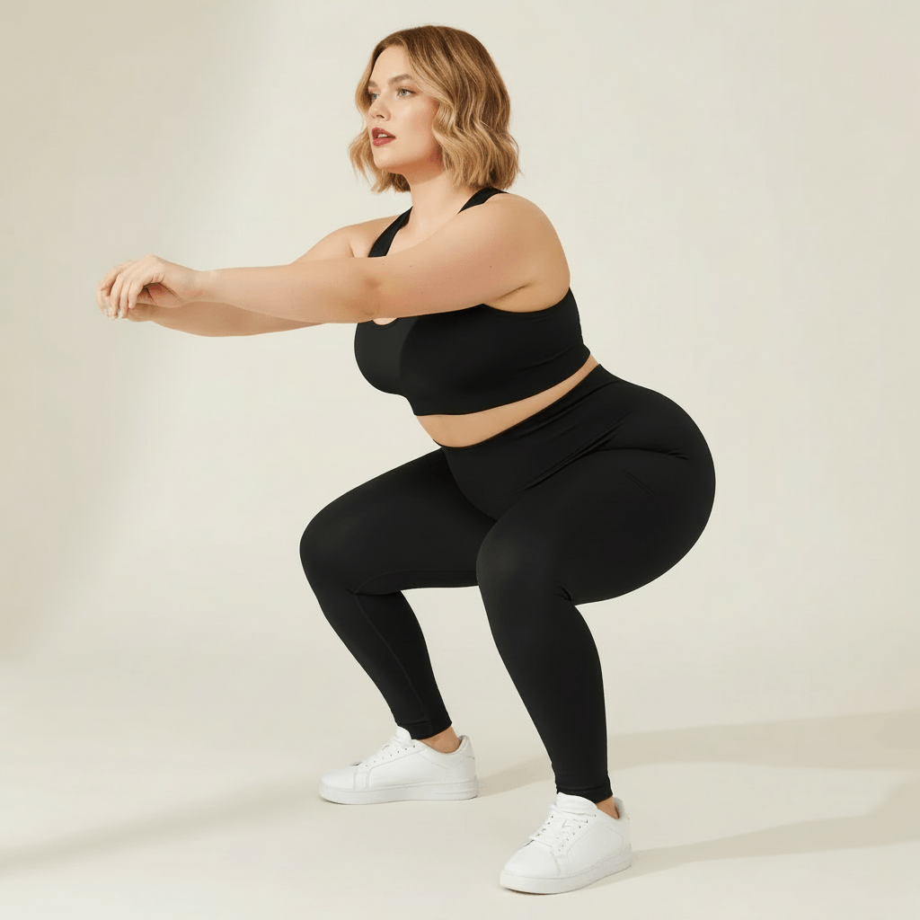 Legging grande taille noir taille haute seamless push-up contour seams squat compression opacité squat-proof studio crème