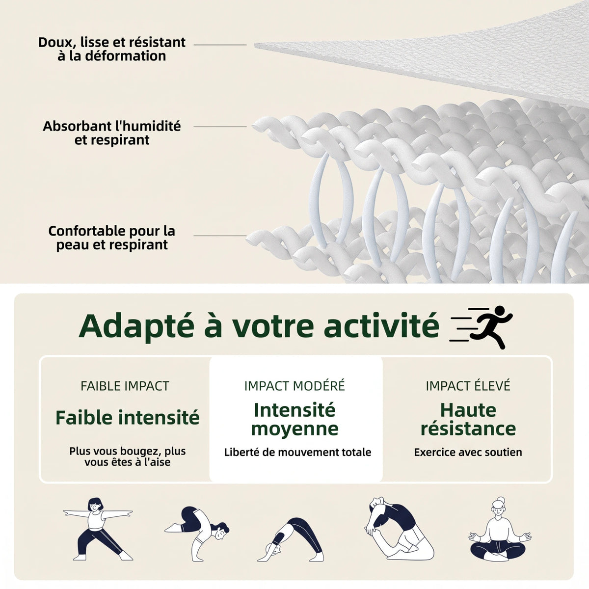 Maille douce, respirante et résistante à la déformation du legging marron, adaptée à chaque activité
