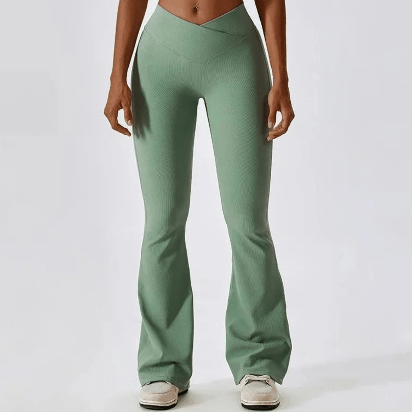 legging sport evase taille haute vert
