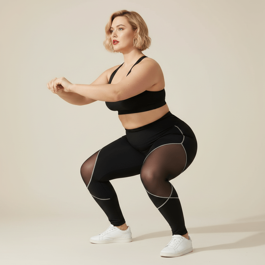 Legging sport grande taille noir taille haute empiècements maille transparente vue de dos galbe fessier studio