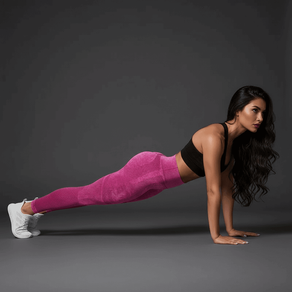 Legging strong rose fuchsia planche core training taille haute slim fit