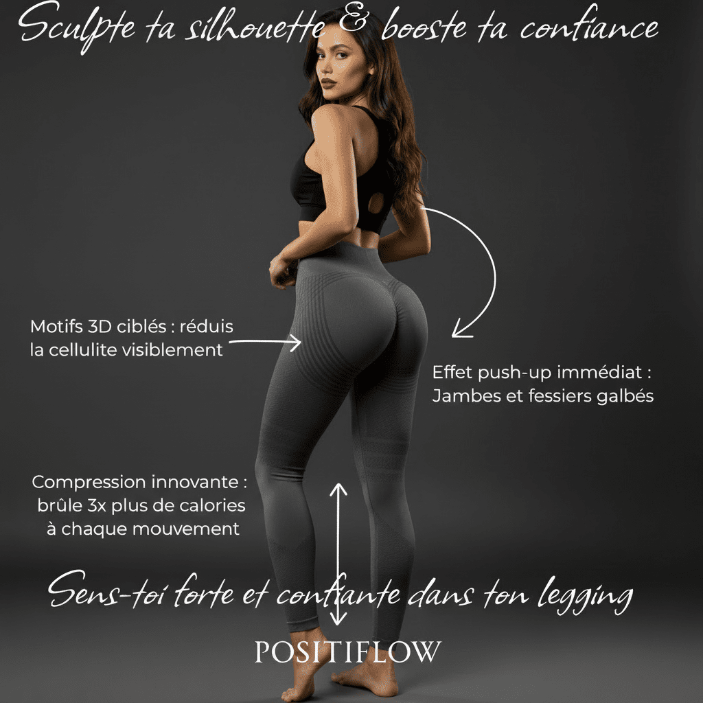 legging anti cellulite push up 3D gris infographie explicative