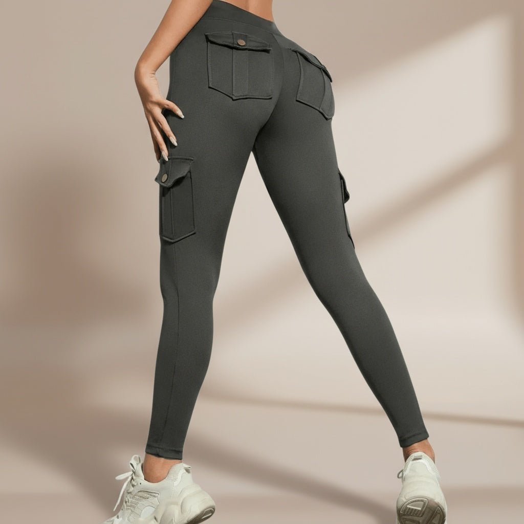 legging cargo femme poches arrière taille haute gainant sport