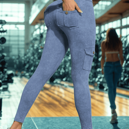 leggings cargo femme poches arrière quotidien pratique confort