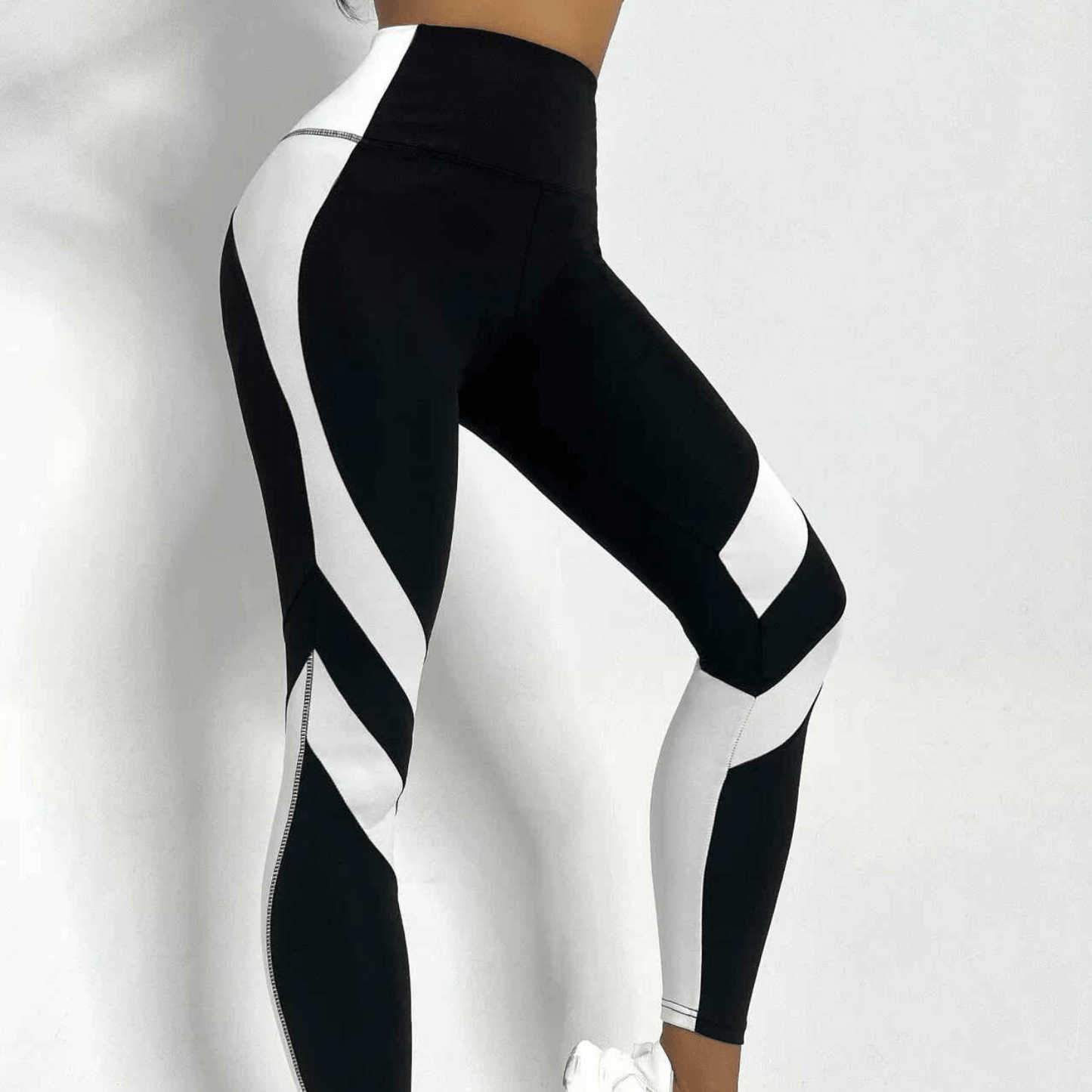 legging noir blanc bicolore femme taille haute yoga bien-être