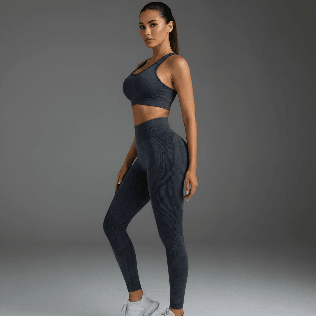 Leggings sport push-up gris vue profil, taille haute, effet sculptant