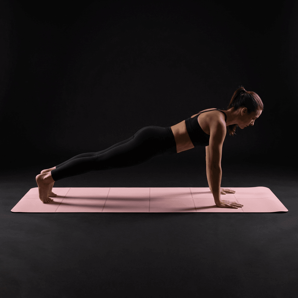 Femme en posture planche sur tapis de yoga MOOD en EVA premium