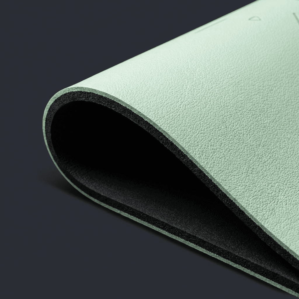 Détail de la texture antidérapante du tapis yoga OmFlow en TPE pour sécuriser les postures
