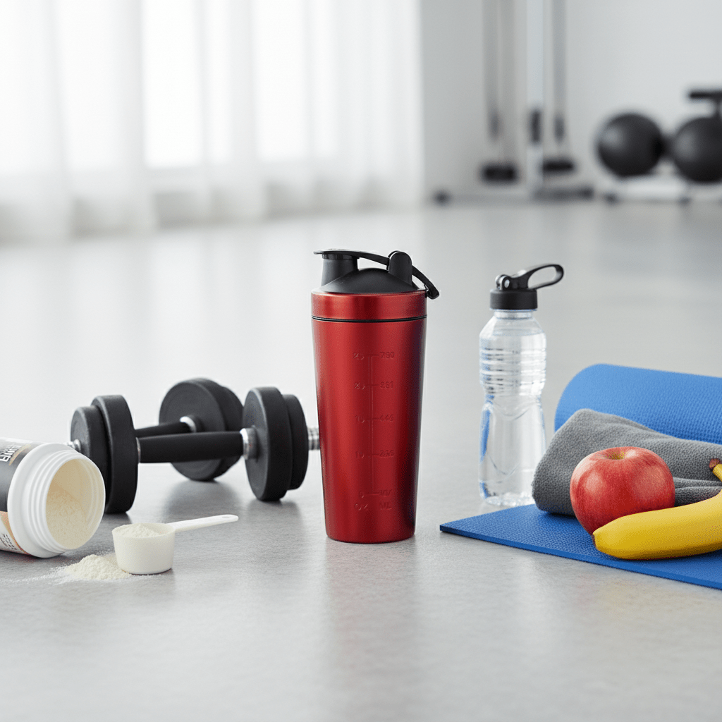 shaker inoxydable rouge polyvalent sport lifestyle nutrition