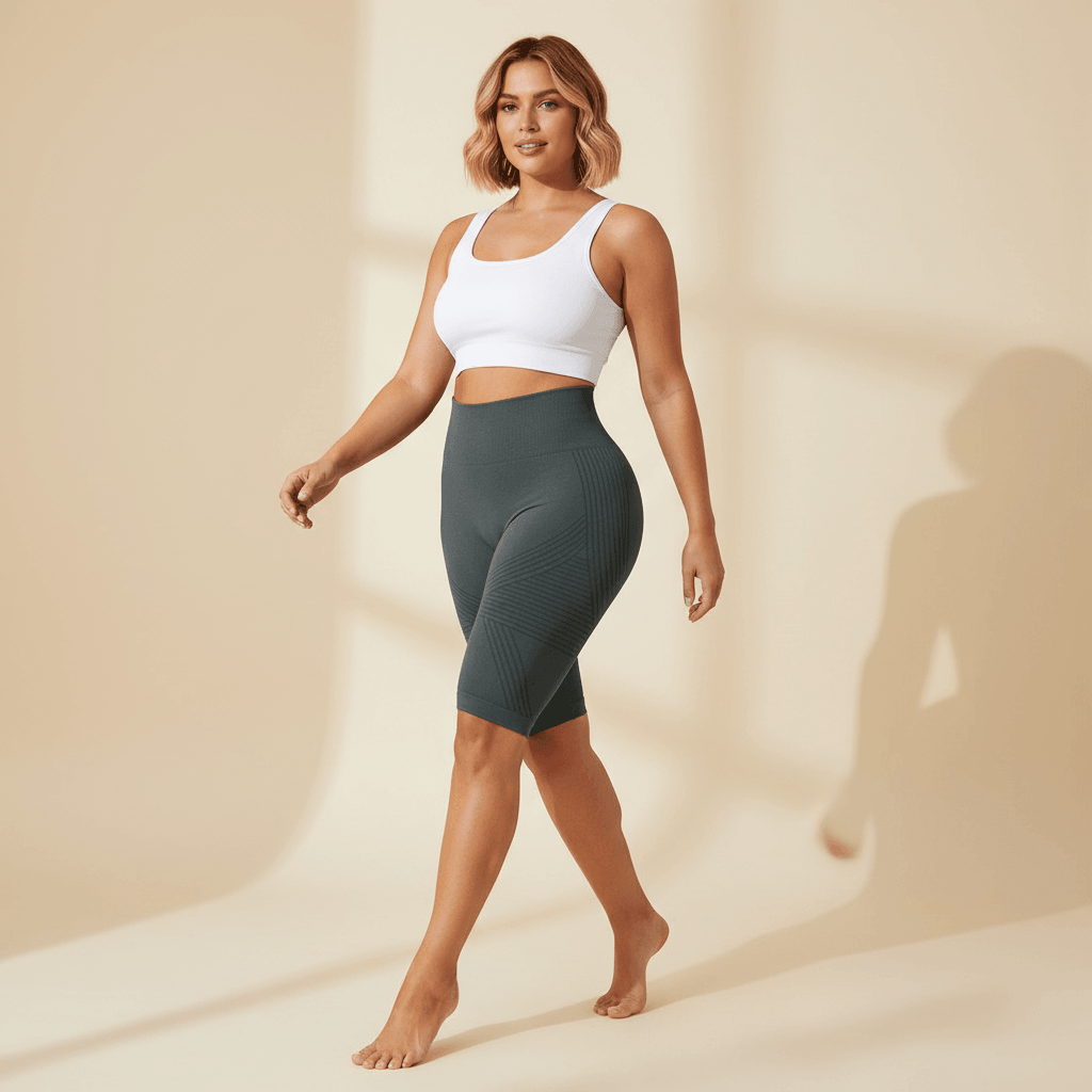 Short Anti-Cellulite Grande Taille 3D Sculptant photo 1, vue plein pied, maintien gainant, rendu photo réaliste
