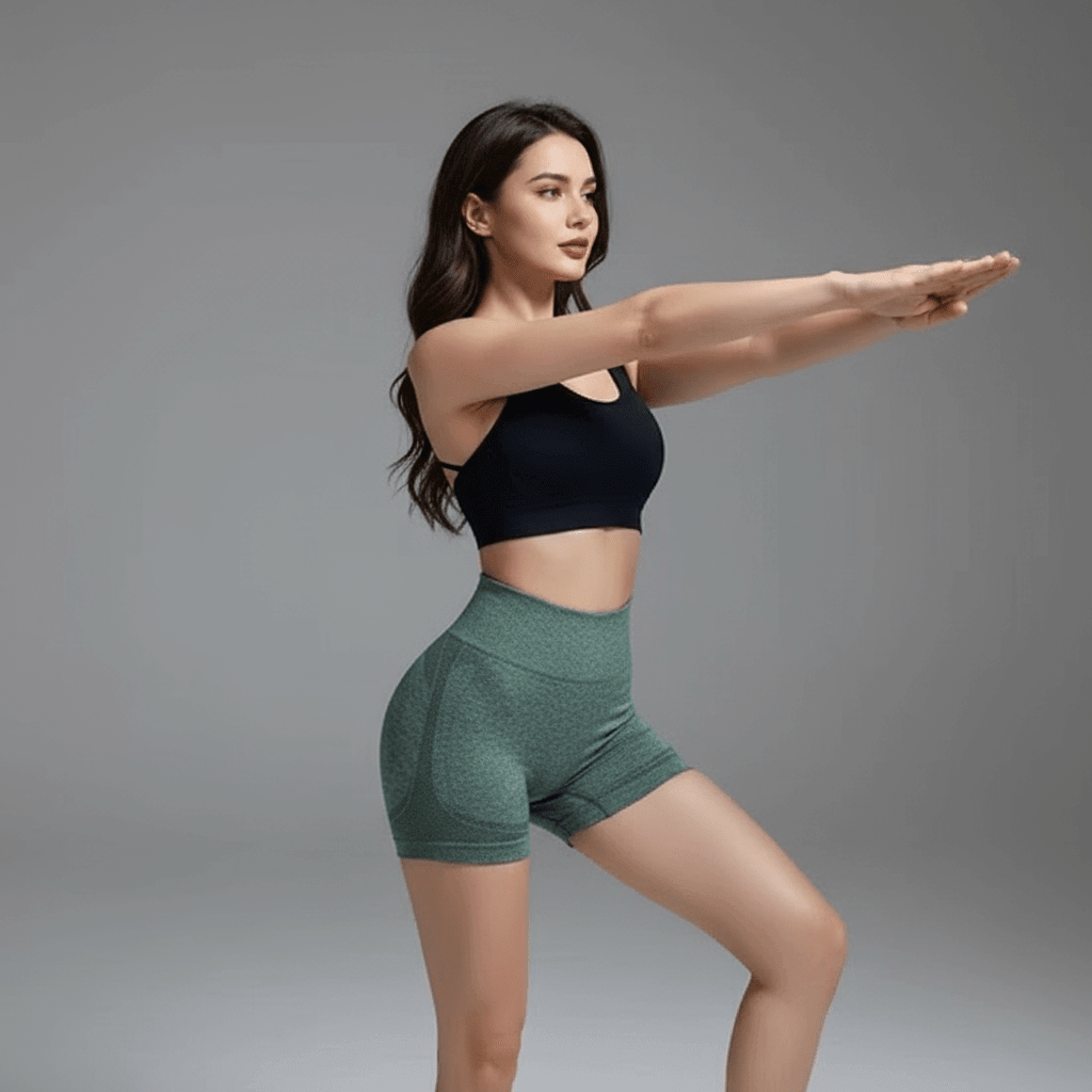 Short gainant femme vert foncé yoga doux, push-up effet