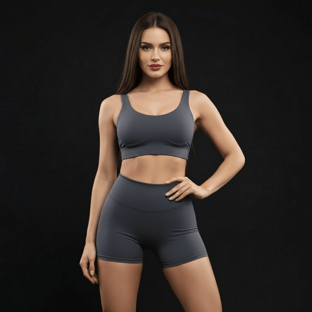 Short Sport Femme gris foncé, vue face pose élégante