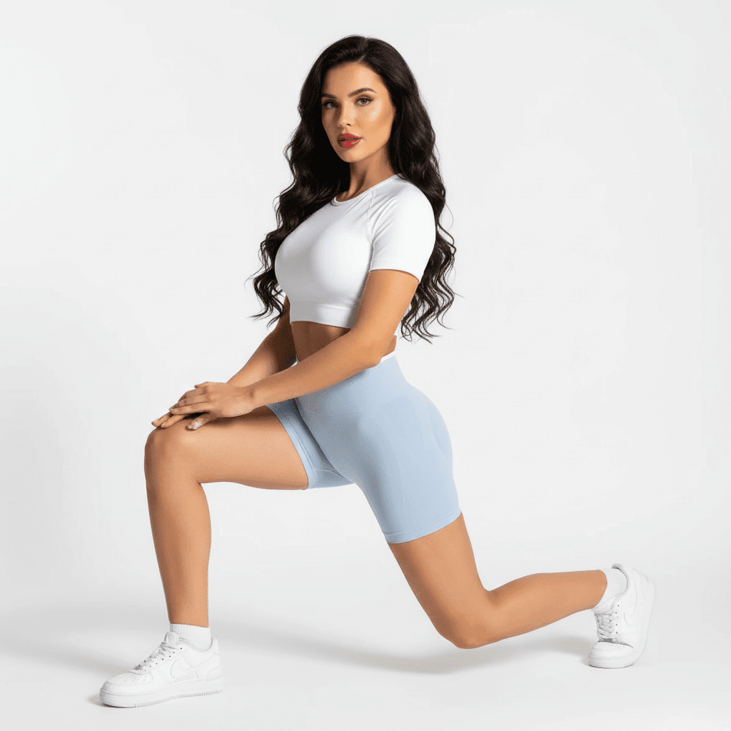 Sport short femme noir fente, taille haute, coupe gainante, matière lisse