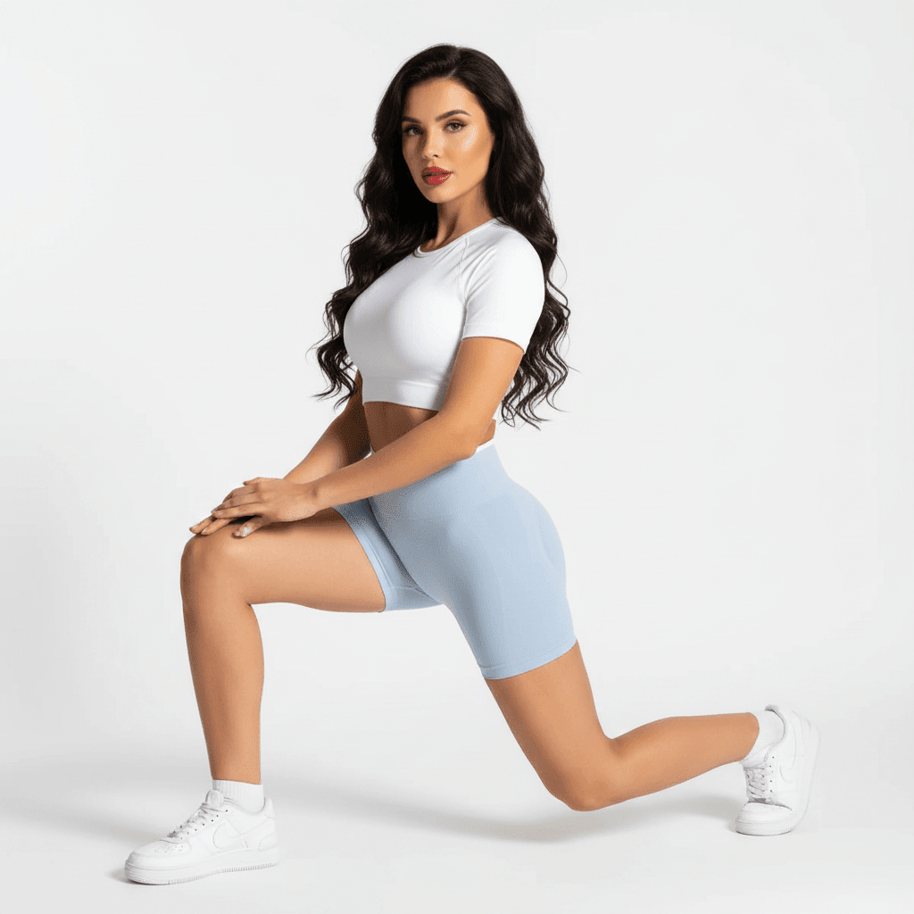 Sport short femme noir fente, taille haute, coupe gainante, matière lisse