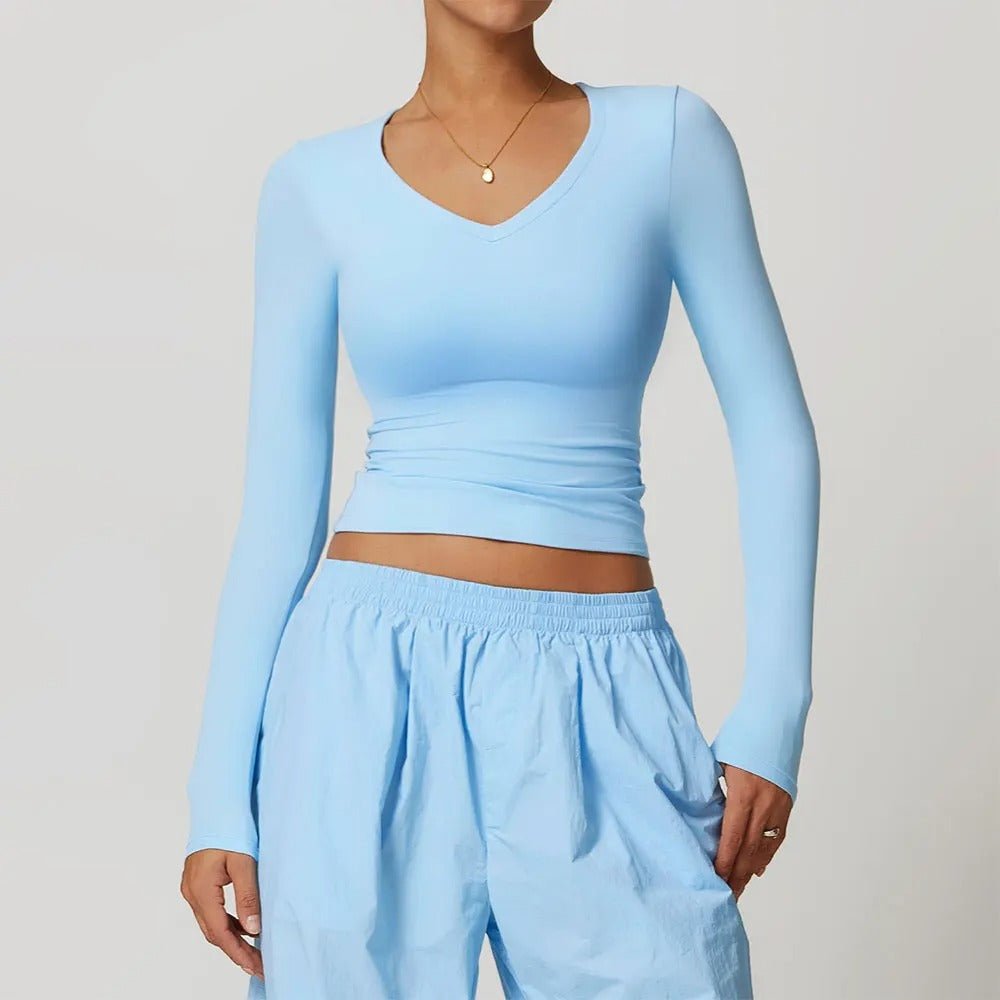 t shirt manche longue femme-col V - Positiflow