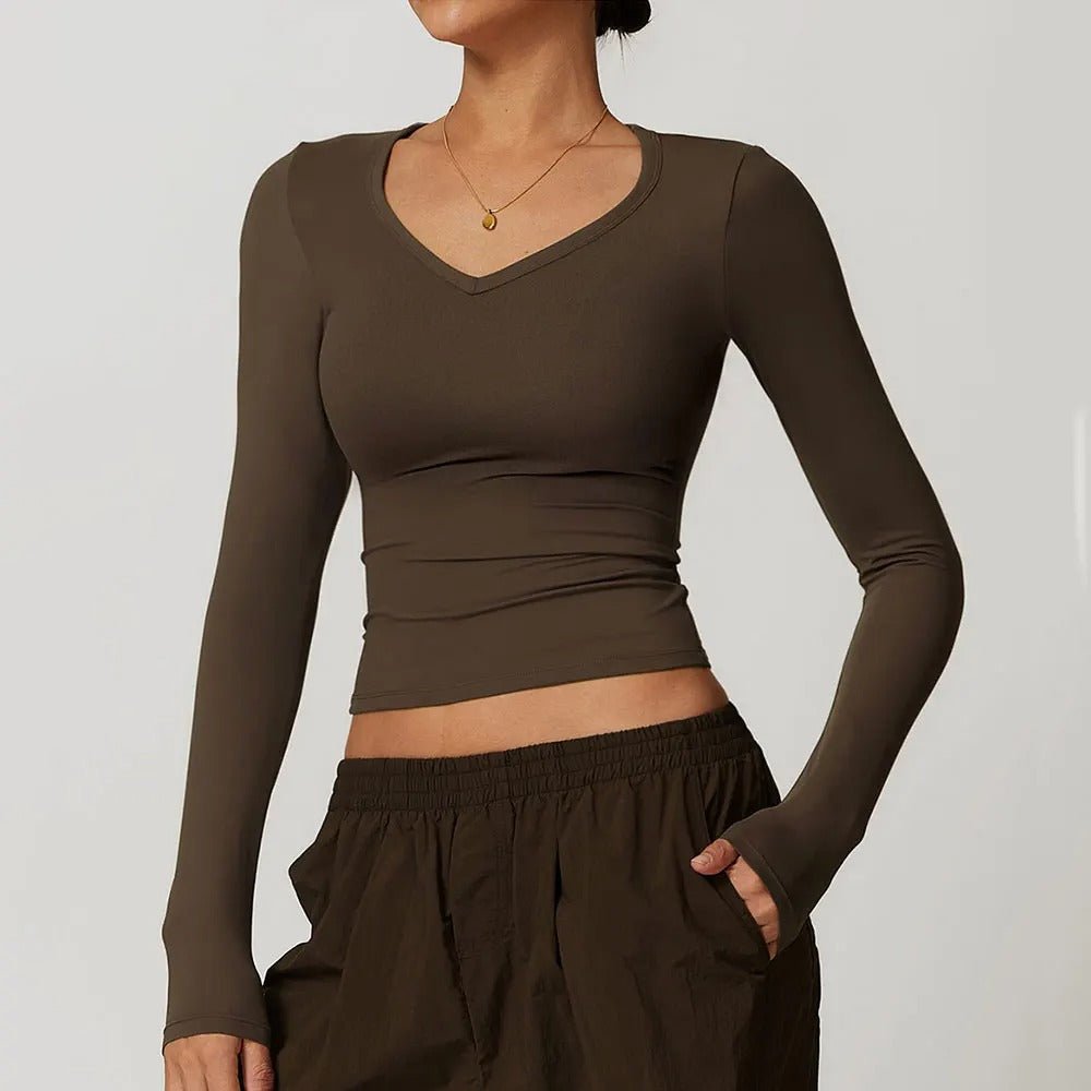 t shirt manche longue femme-col V - Positiflow