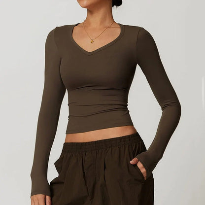 t shirt manche longue femme-col V - Positiflow