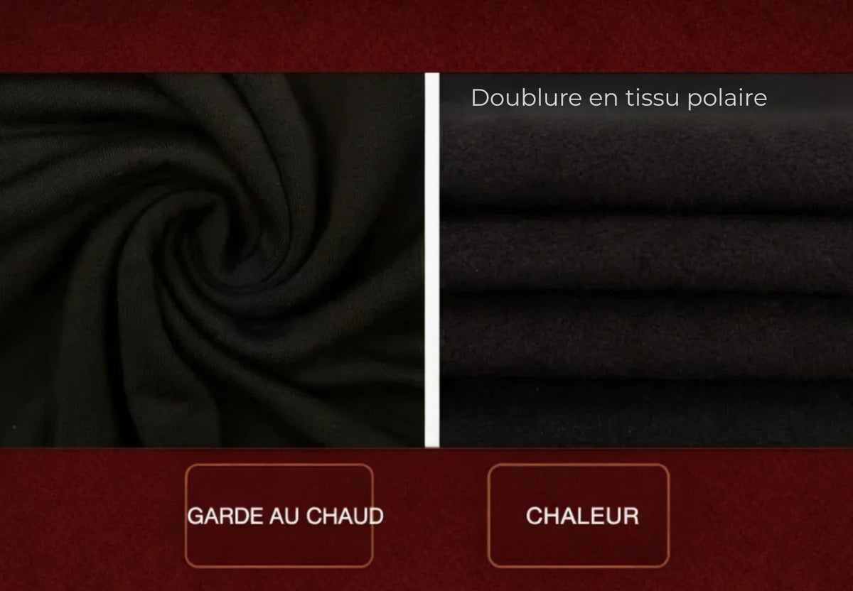 Les deux faces du t-shirt thermique femme : maille lisse à l'extérieur, doublure en tissu polaire à l'intérieur