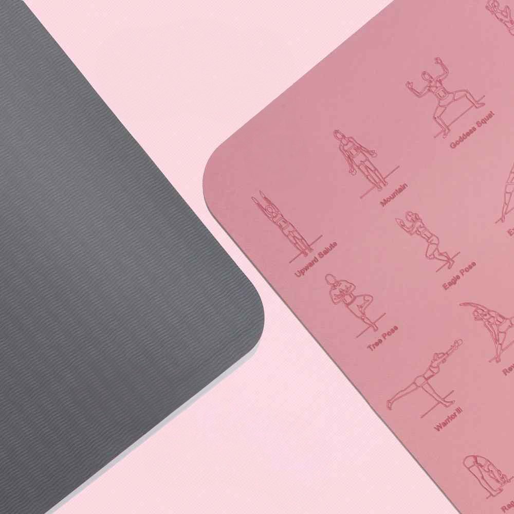 tapis de yoga double facette rose