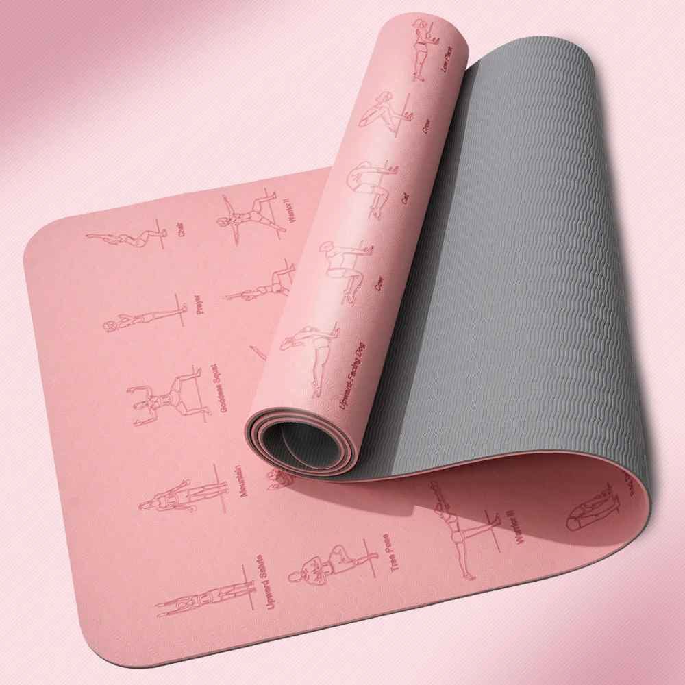 tapis de yoga rose gris