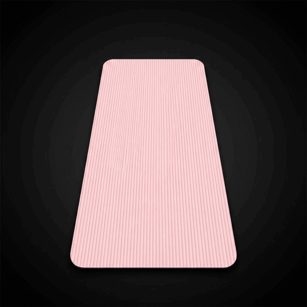 Tapis du sport MaxFit NBR rose, photo packshot sur fond noir premium minimaliste