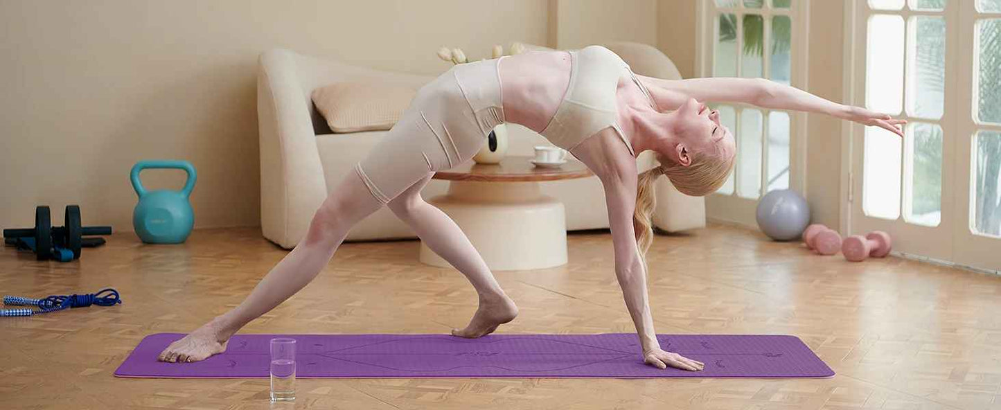 tapis yoga equilibre violet