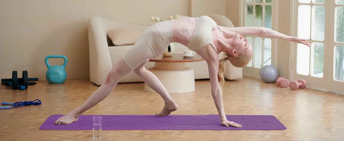 tapis yoga equilibre violet