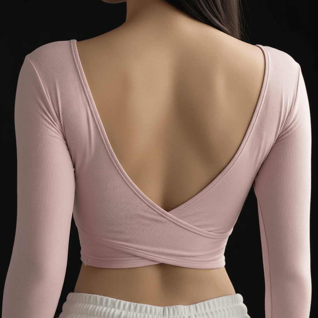 Tee Shirt Manche Longue Femme détail du dos ouvert en V