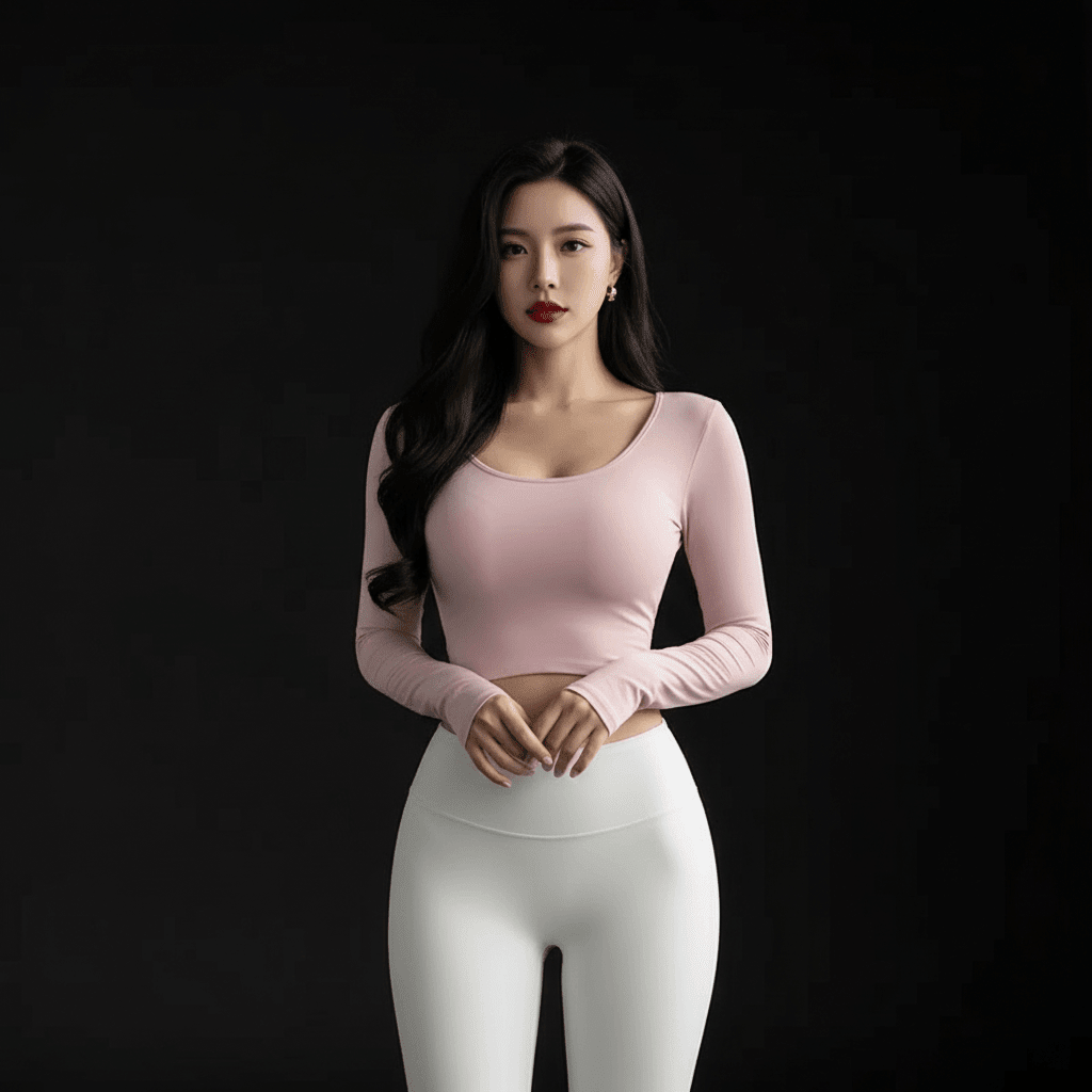 Tee Shirt Manche Longue Femme vue face élégante coupe ajustée