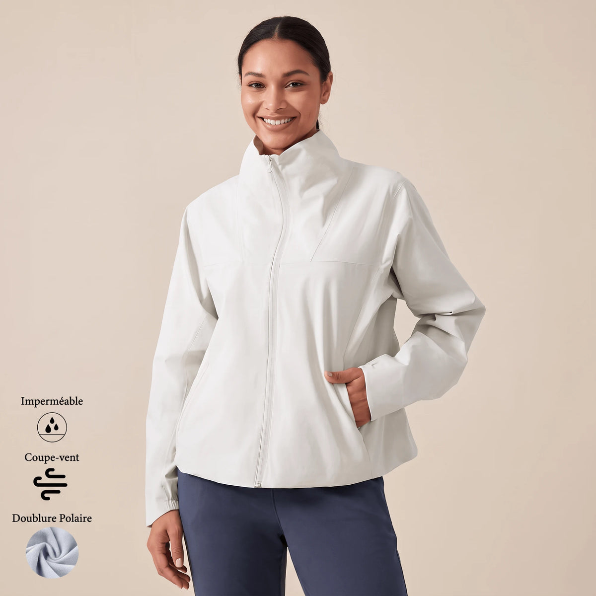Veste sport femme impermeable, coupe-vent et doublure polaire - Positiflow