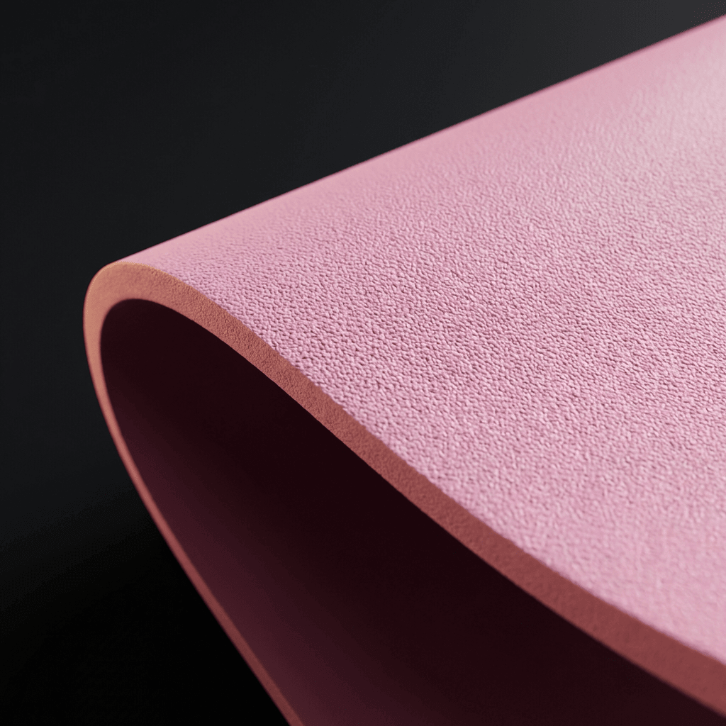 Tapis de yoga MOOD sur un fond noir montrant sa qualité de résistance 