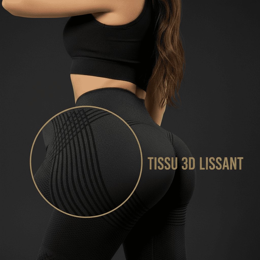 zoom sur le tissu 3 D lissant de legging anti cellulite 